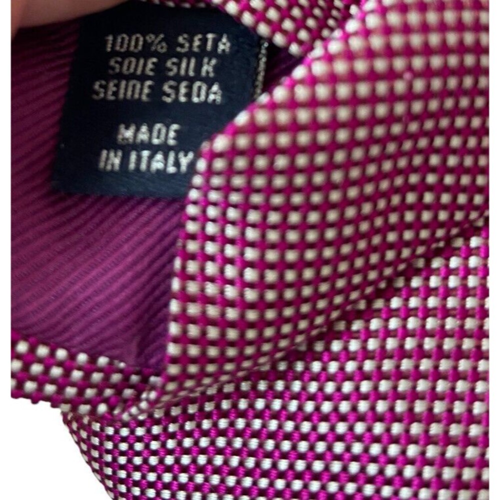 Allea Milano Silk Necktie Red White Micro Check Italian Italy Career Business - Picture 3 of 5